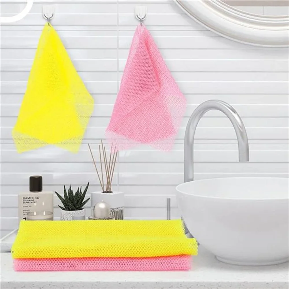 3 Pieces African Net Sponge Long Net Bath Sponge Exfoliating Shower Body Scrub